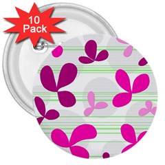 Magenta Floral Pattern 3  Buttons (10 Pack) 