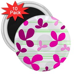 Magenta Floral Pattern 3  Magnets (10 Pack) 