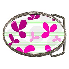 Magenta Floral Pattern Belt Buckles