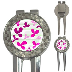 Magenta Floral Pattern 3-in-1 Golf Divots by Valentinaart