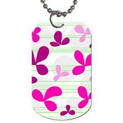 Magenta Floral Pattern Dog Tag (one Side)