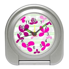 Magenta Floral Pattern Travel Alarm Clocks by Valentinaart