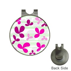 Magenta Floral Pattern Hat Clips With Golf Markers