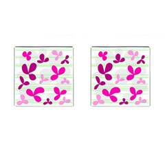 Magenta Floral Pattern Cufflinks (square)