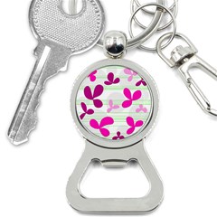 Magenta Floral Pattern Bottle Opener Key Chains