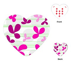 Magenta Floral Pattern Playing Cards (heart) 