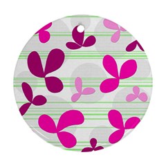 Magenta Floral Pattern Round Ornament (two Sides) 