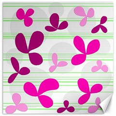 Magenta Floral Pattern Canvas 16  X 16  