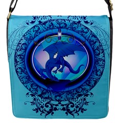 The Blue Dragpn On A Round Button With Floral Elements Flap Messenger Bag (s)