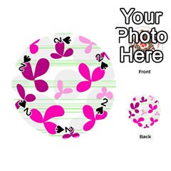 Magenta Floral Pattern Playing Cards 54 (round) 