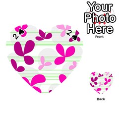 Magenta Floral Pattern Playing Cards 54 (heart)  by Valentinaart