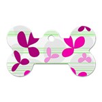 Magenta floral pattern Dog Tag Bone (Two Sides) Front