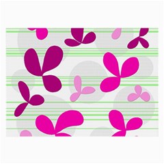 Magenta Floral Pattern Large Glasses Cloth (2-side) by Valentinaart