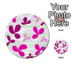 Magenta Floral Pattern Multi-purpose Cards (round)  by Valentinaart