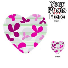 Magenta Floral Pattern Multi-purpose Cards (heart)  by Valentinaart