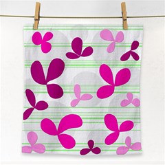 Magenta Floral Pattern Face Towel