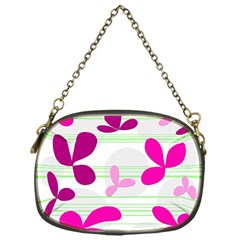 Magenta Floral Pattern Chain Purses (one Side) 