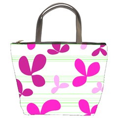 Magenta Floral Pattern Bucket Bags by Valentinaart