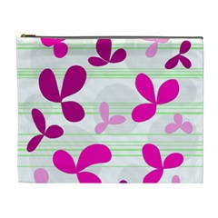 Magenta Floral Pattern Cosmetic Bag (xl)