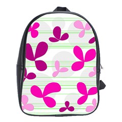 Magenta Floral Pattern School Bags(large) 