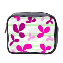 Magenta Floral Pattern Mini Toiletries Bag 2-side