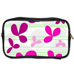 Magenta Floral Pattern Toiletries Bags 2-side