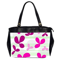 Magenta Floral Pattern Office Handbags (2 Sides)  by Valentinaart