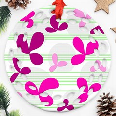 Magenta Floral Pattern Ornament (round Filigree) 