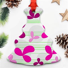 Magenta Floral Pattern Ornament (christmas Tree)