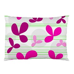 Magenta Floral Pattern Pillow Case (two Sides) by Valentinaart