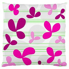 Magenta Floral Pattern Large Cushion Case (one Side)