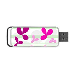 Magenta Floral Pattern Portable Usb Flash (one Side) by Valentinaart