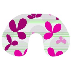 Magenta Floral Pattern Travel Neck Pillows