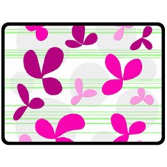 Magenta Floral Pattern Double Sided Fleece Blanket (large) 