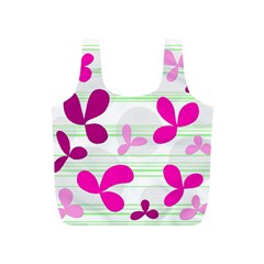 Magenta Floral Pattern Full Print Recycle Bags (s) 