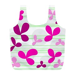 Magenta Floral Pattern Full Print Recycle Bags (l)  by Valentinaart