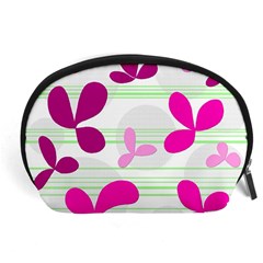 Magenta Floral Pattern Accessory Pouches (large) 