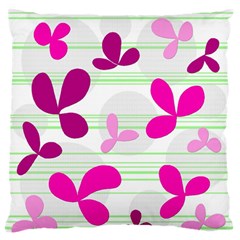 Magenta Floral Pattern Standard Flano Cushion Case (two Sides)