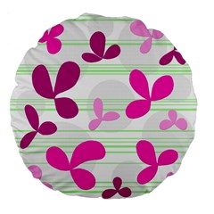 Magenta Floral Pattern Large 18  Premium Flano Round Cushions