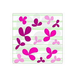 Magenta Floral Pattern Satin Bandana Scarf