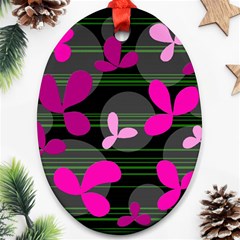 Magenta Floral Design Ornament (oval) 