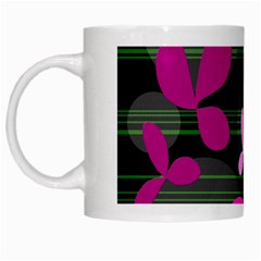 Magenta Floral Design White Mugs by Valentinaart