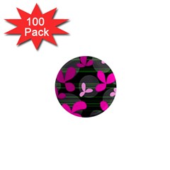 Magenta Floral Design 1  Mini Magnets (100 Pack) 