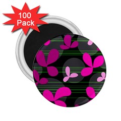 Magenta Floral Design 2 25  Magnets (100 Pack) 