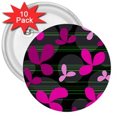 Magenta Floral Design 3  Buttons (10 Pack)  by Valentinaart