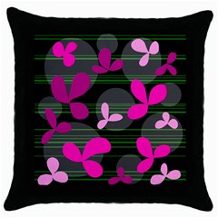 Magenta Floral Design Throw Pillow Case (black)