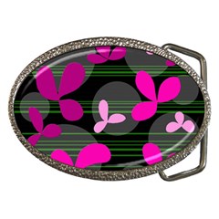 Magenta Floral Design Belt Buckles