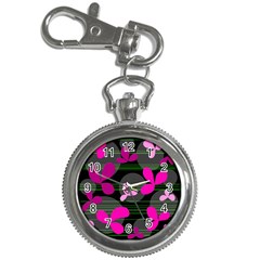 Magenta Floral Design Key Chain Watches