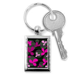 Magenta Floral Design Key Chains (rectangle) 