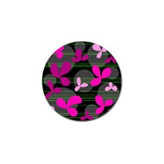 Magenta Floral Design Golf Ball Marker